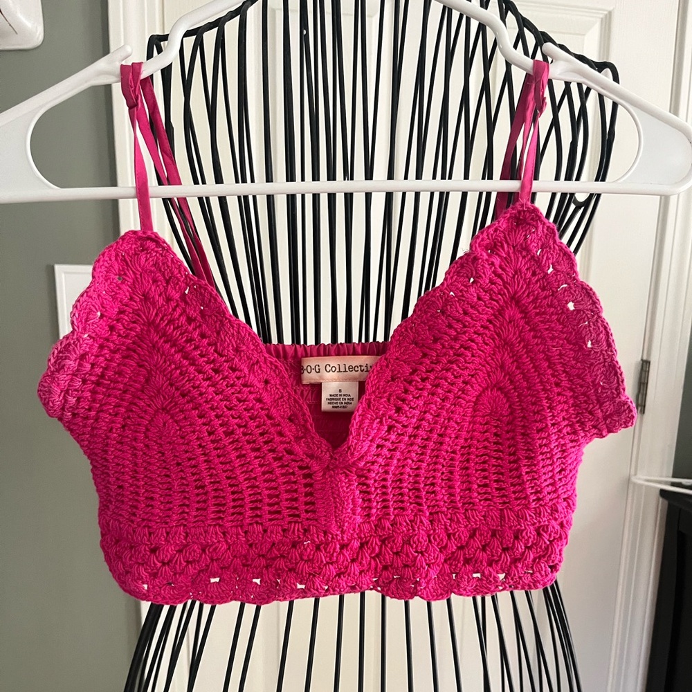 Pink Crochet Bralette